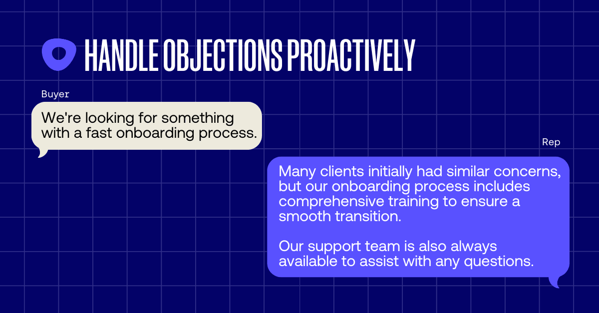 Handle objections proactively scenario