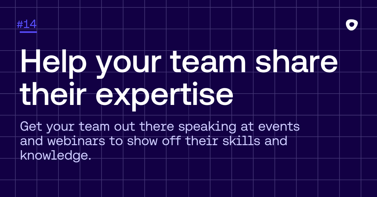 Graphic image with sales tip 14: Help your team share their expertise