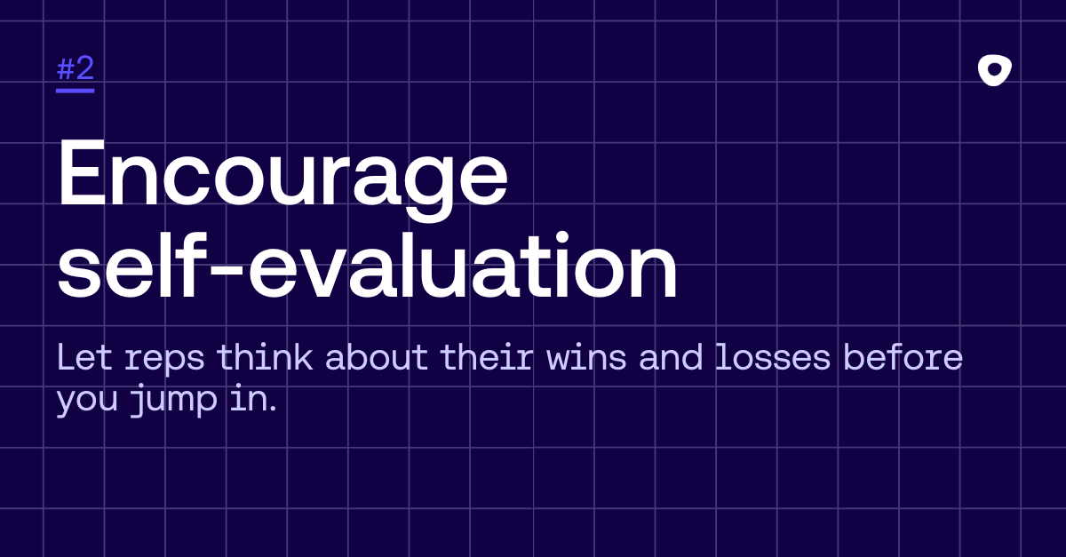 Graphic image with sales tip 2: Encourage self evaluation