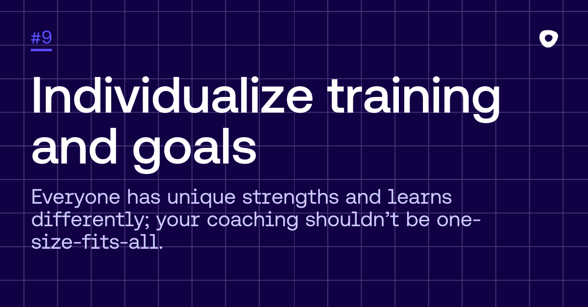 Graphic image with sales tip 9:  Individualize training and goals